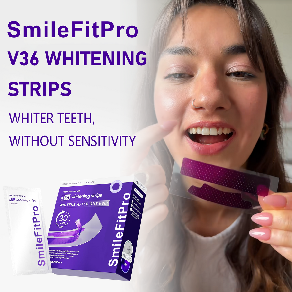 🦷🦷SmileFitPro™ V36 Whitening Strips – Professional Teeth Whitening at Home
