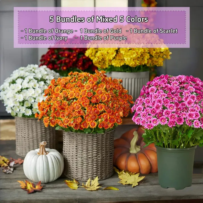 🌹Last Day Each🌹 - Artificial Outdoor Sunset Mums Flowers -  Waterproof, Windproof